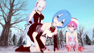 MERRY CHRISTMAS EMILIA FUTANARI 3D DUO REM AND RAM RE ZERO