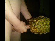 Preview 3 of Young Stud Fucks and Cums inside of a Pineapple Creampie Style
