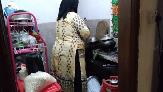 Indian 55-Year-Old Hot Mother-In-Law Fucked In Kitchen By Son-In-Law Cum In The Big Ass