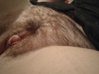 sticky pussy, hairy pussy, female masturbation, dildo