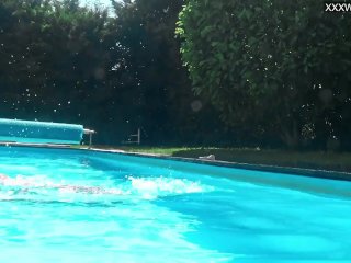 Bonnie sexy tight petite brunette pornstar swimming