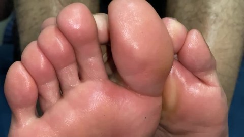 Oily toes, hairy dude.  ASMR massage