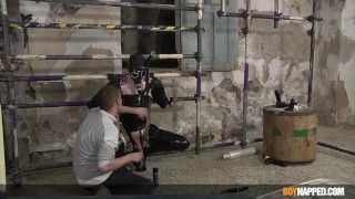 Bound twink Blake Harvey cock tormented by Blake Harvey