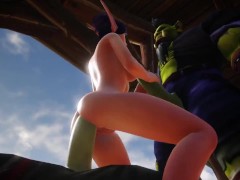Elf has a Threesome with Two Orcs | Warcraft Porn Parody