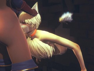 Furry Yaoi Hentai Young Fox suck two futanari dick until they cum in his mouth