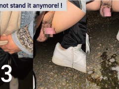 Boy in his 20s can't hold his pee and urinates on the street