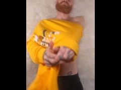 Ginger Daddy degrades his slut behind the screen