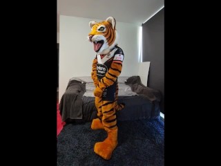 Tiger Mascot - Teasing then Wank