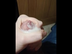Jizz explosion out of a huge white cock