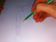 Drawing a naked Amazon girl with a pencil - Screenshot 10 of 16 - Anime Hentai