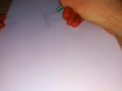 Drawing a naked Amazon girl with a pencil - Screenshot 3 of 16 - Hentai