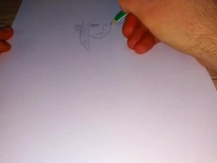 Drawing a naked Amazon girl with a pencil - Screenshot 4 of 16 - Uncensored Hentai