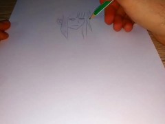 Drawing a naked Amazon girl with a pencil - Screenshot 5 of 16 - Anime Hentai