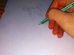 Drawing a naked Amazon girl with a pencil - Screenshot 7 of 16 - Anime