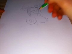 Drawing a naked Amazon girl with a pencil - Screenshot 8 of 16 - Hentai