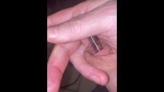 Masturbating with sounding tube