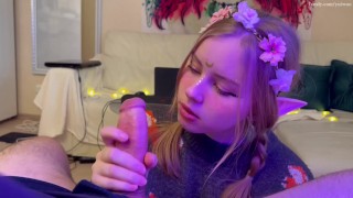 Elf-Girl Sucking On A Large Cock