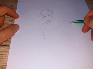 demoness, big boobs, cartoon, drawing