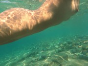 Preview 3 of Risky Fucked swim girl underwater Public Anal and pussy fuck on the beach JessiJek
