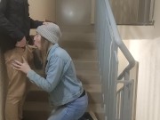 Preview 1 of I love my girlfriend who loves to suck in the entrance
