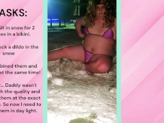 TASK: Sissy Sucking A Dildo in the SNOW!