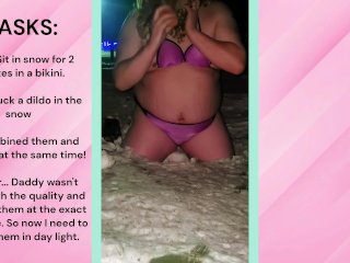 TASK: Sissy Sucking A Dildo in the SNOW!