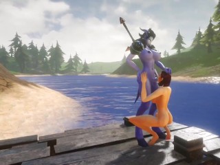 Futa Draenei Fucks a Girl's Ass next to a Lake | Warcraft Porn Parody