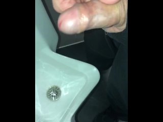 vertical video, cumshot, urinal cruising, uncut cock