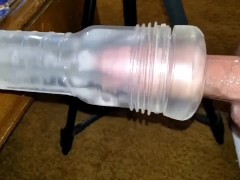 Video Fleshlight cock milking compilation, swollen cock spews hot creamy cum over and over