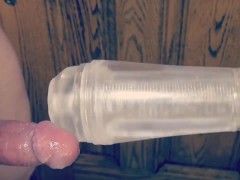 Fleshlight cock milking compilation, swollen cock spews hot creamy cum over and over