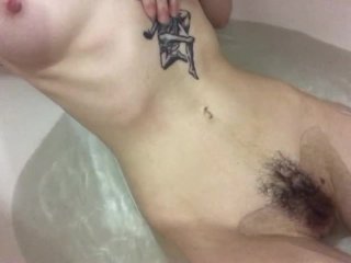 hairy redhead, tattoo, masturbation, hairy pussy