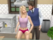 Preview 4 of Stepdad fingering stepdaughter in front of stepmother in kitchen