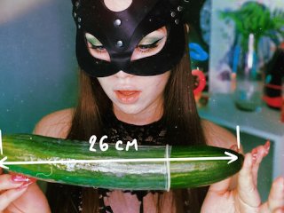 cucumber in pussy, girl masturbating, big dildo, blowjob