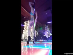 Queer Tattooed Amateur Spinner Stage Set at Strip Club with Nice Booty