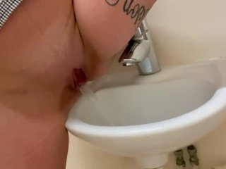 pissing, reality, white slut, toilet