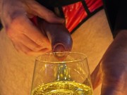 Preview 6 of New Year's jerking off in champagne. Hairy hunk guy in a suit makes a cum cocktail. UHD 4K 60fps