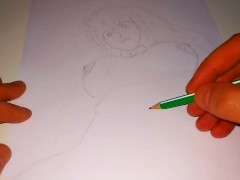 Anime hentai girl with big breasts close up