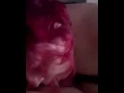 Preview 1 of Tiempo por comer~ Mejor mamada! Gorda zorra con cabello rosa se encanta verga en su garganta!