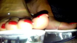 Red ongles longs en talons transparents taquinant 2