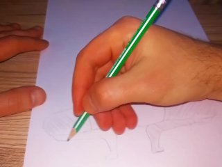drawn hentai, asian, solo male, pencil