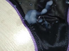 Cumming on sexy satin thong