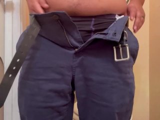 Horny FTM Man strip after work and Jerks off his hard small dick