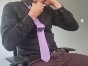 Preview 1 of Shirt and tie gentleman moans and jerks off - WhyteWulf