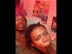 Petite ebony daemon kitti loves to feed on her daddy's bbd