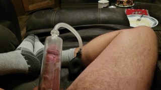 Playing with my new penis pump