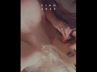 Slutty blonde gobbles on large cock