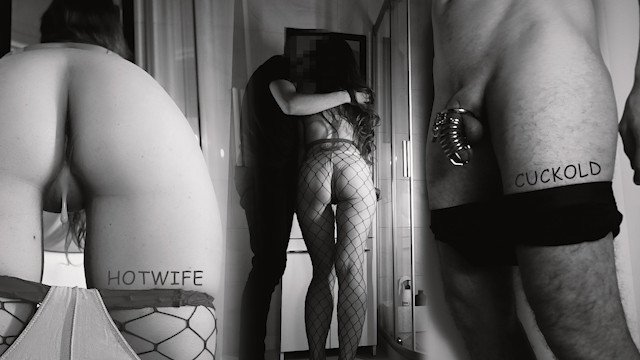 Watch Bondage Video:Cuckold in a chastity belt spies Hotwife sex