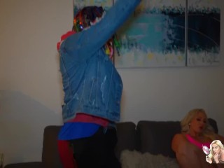 PAWG Mz Dani Sucks off Clown on Miami Balcony Before Taking Funny Cock