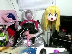 Silver PVC Dress Layered Breathplay Eva Helmet