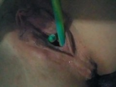 Pissing and masturbating with candy cane